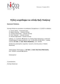 Informacja na strone Instytutu wyniki wyborow 1