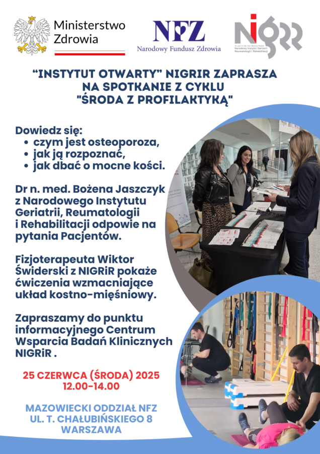 Zadbaj o mocne kości – spotkaj się ze specjalistami Narodowego Instytutu Geriatrii, Reumatologii i Rehabilitacji