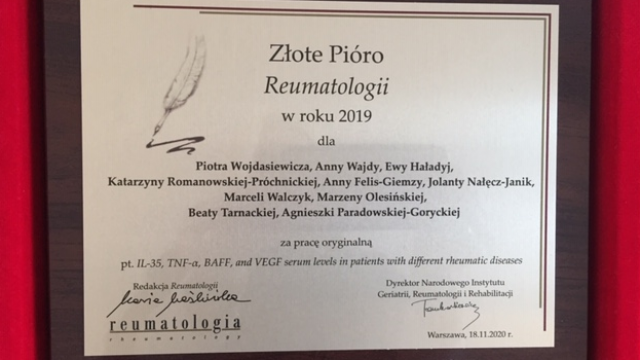 Pióra nagrody czasopisma Reumatologia – rozdane!